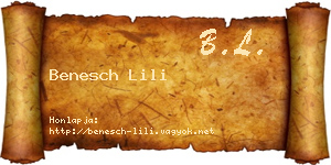 Benesch Lili névjegykártya